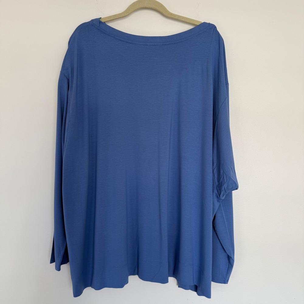 J Jill Wearable Collection Blue Long‎ Sleeve Shirt Liquid Knit 4X Lightweight - Picture 5 of 9